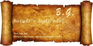 Bolgár Győző névjegykártya
